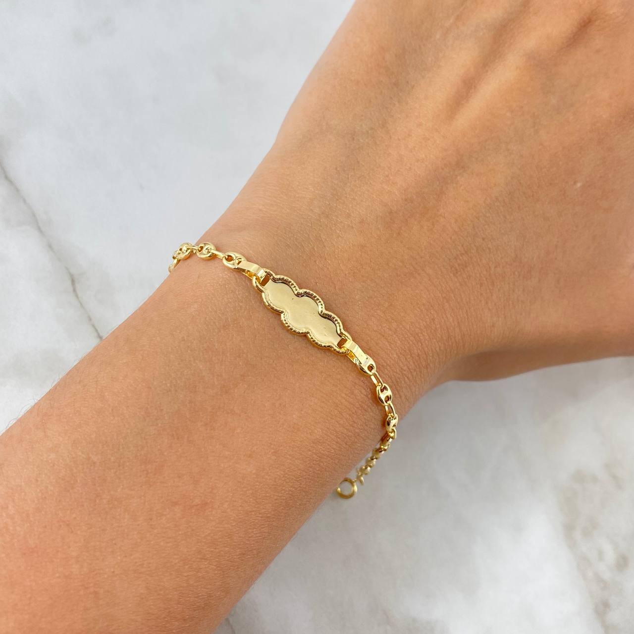 Pulso Bebé GC Placa Nube 1.9gr / 14cm / 3.6mm Oro Amarillo 18K