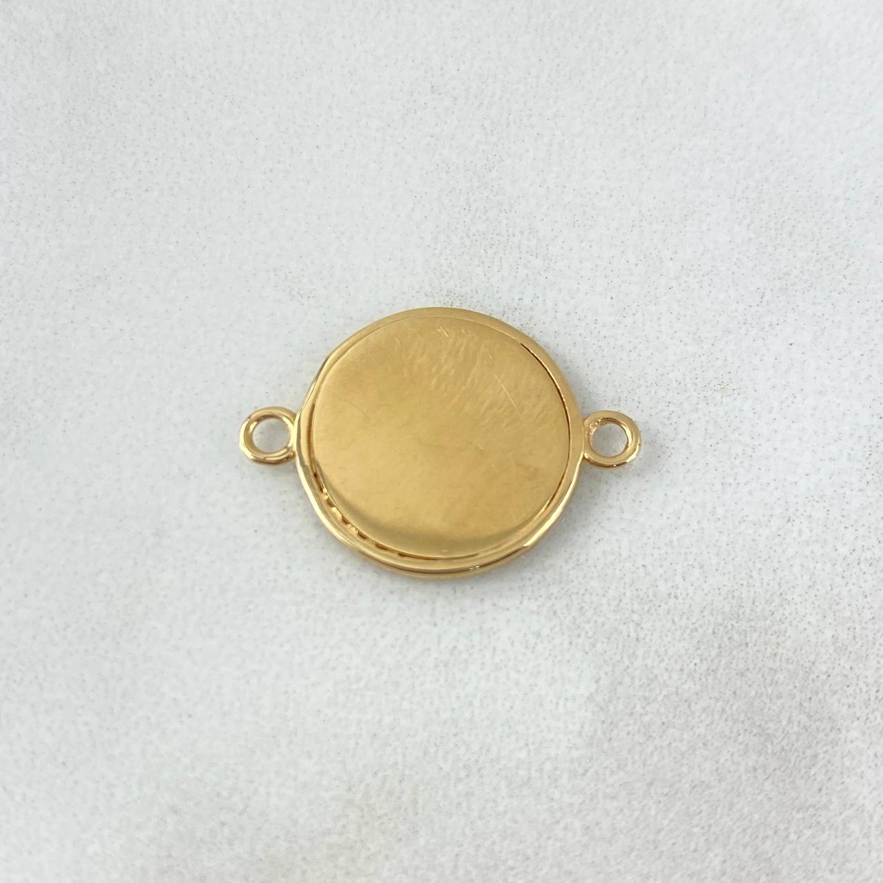 Herraje Placa Circular 2.3gr / 2.1cm / Circones Blancos Oro Amarillo