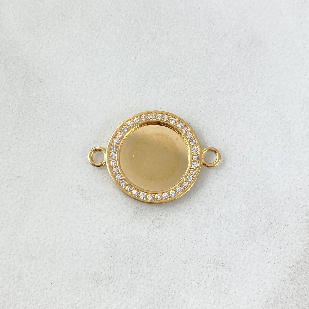 Herraje Placa Circular 2.3gr / 2.1cm / Circones Blancos Oro Amarillo