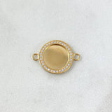 Herraje Placa Circular 2.3gr / 2.1cm / Circones Blancos Oro Amarillo