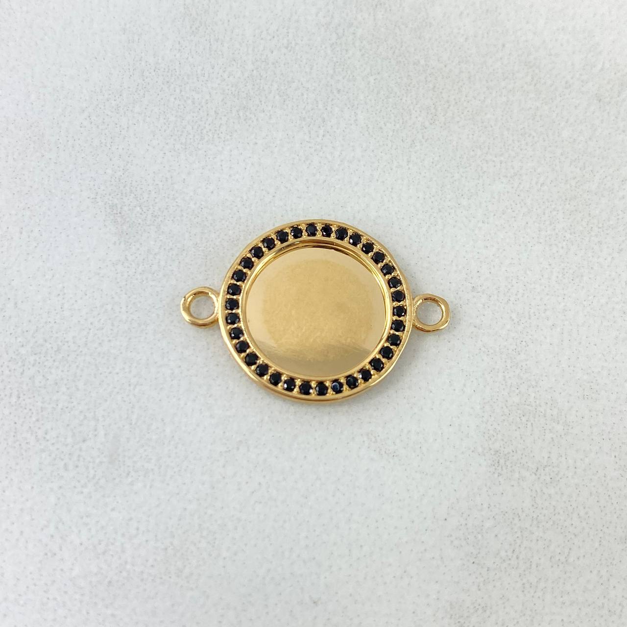 Herraje Placa Circular 2.25gr / 2.1cm / Circones Negros Oro Amarillo