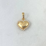 Dije Corazon 1.25gr / 1.6cm / Circones Blancos Oro Amarillo