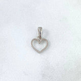 Dije Corazon Silueta 0.55gr / 1.4cm / Punteado Oro Blanco