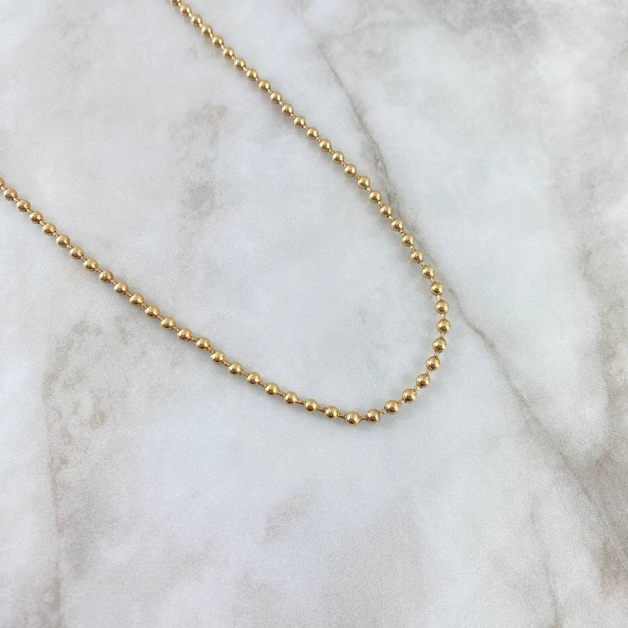 Cadena Militar 20gr / 60cm / 3mm Bolas Lisas Oro Amarillo *