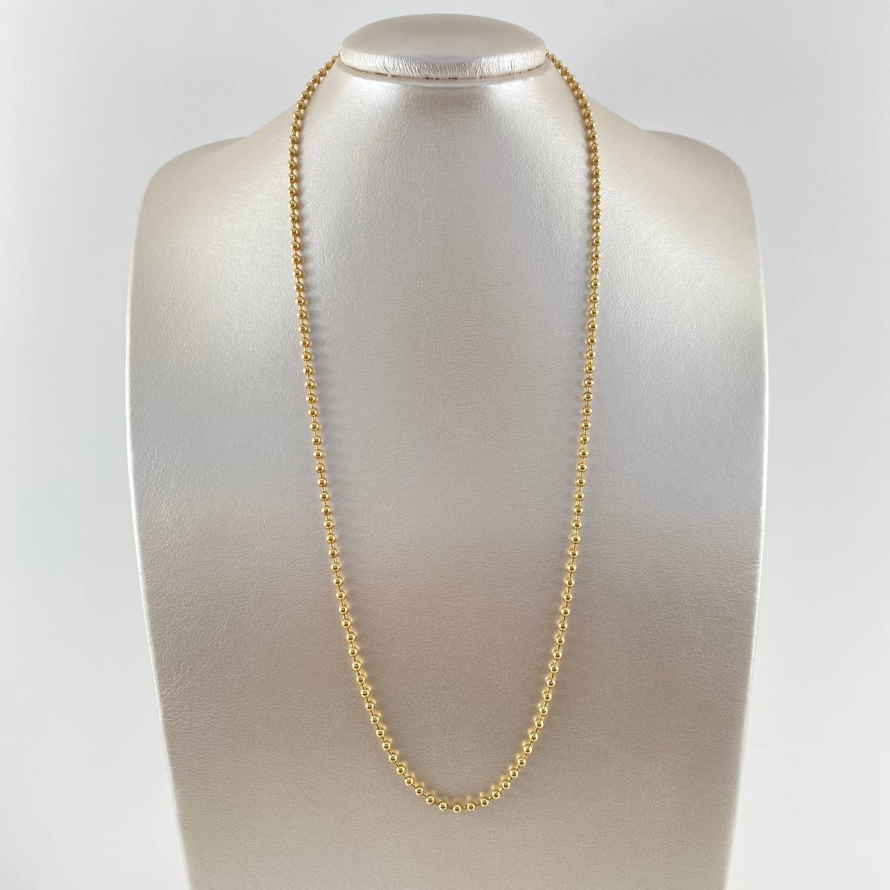Cadena Militar 20gr / 60cm / 3mm Bolas Lisas Oro Amarillo *