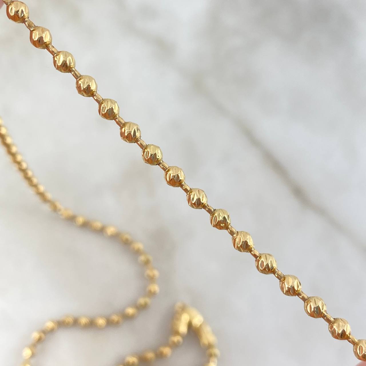 Cadena Militar 21.75gr / 60cm / 4mm Bolas Diamantadas Oro Amarillo *
