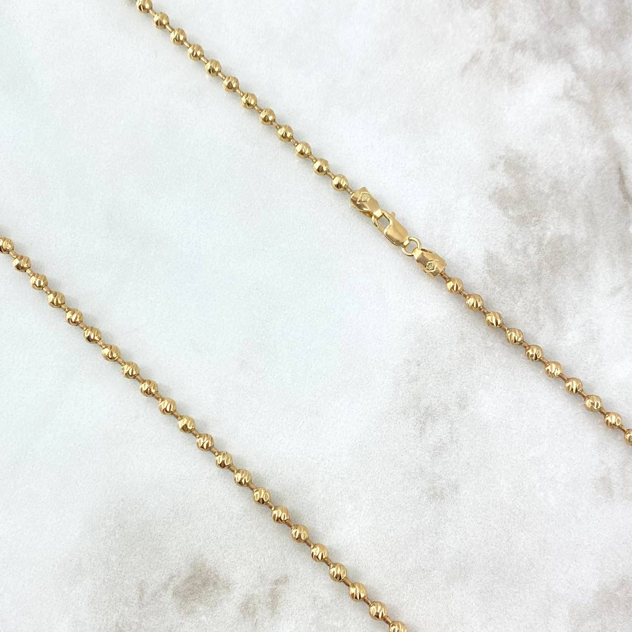 Cadena Militar 21.75gr / 60cm / 4mm Bolas Diamantadas Oro Amarillo *
