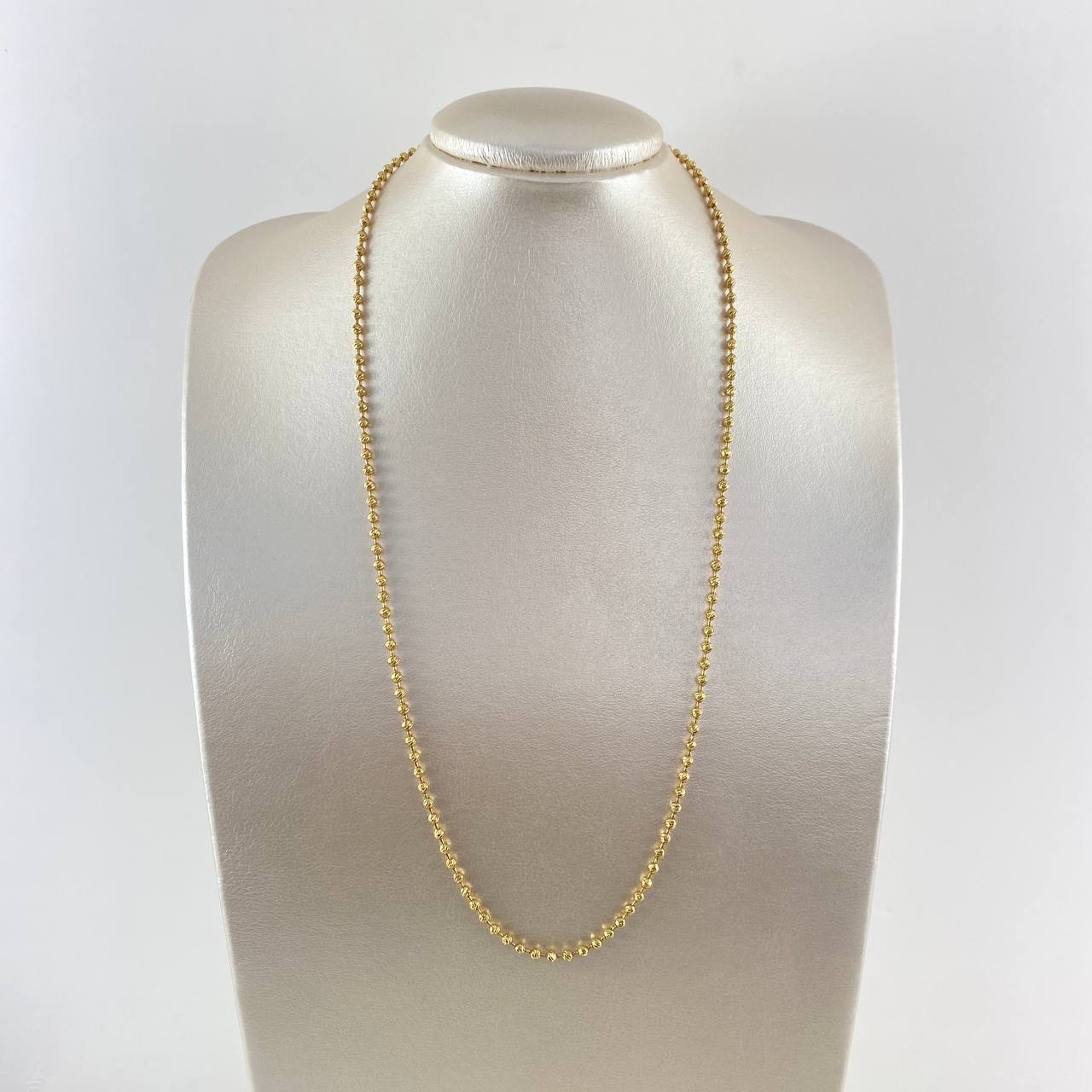 Cadena Militar 21.75gr / 60cm / 4mm Bolas Diamantadas Oro Amarillo *