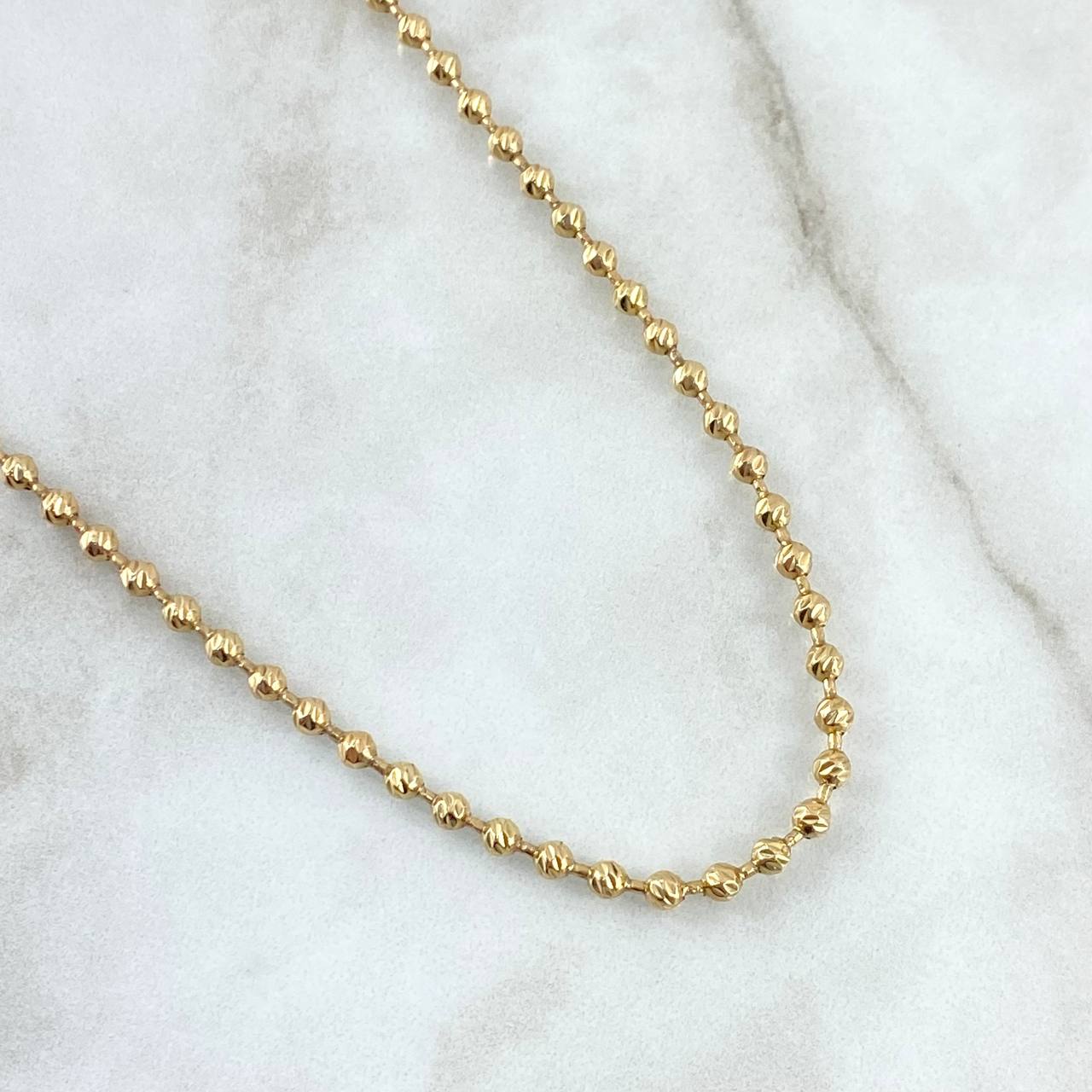 Cadena Militar 21.75gr / 60cm / 4mm Bolas Diamantadas Oro Amarillo *