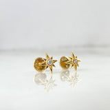 Topos Estrella Cardinal 0.8gr / 6mm Circón Blanco Oro Amarillo 18K