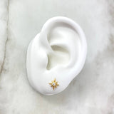 Topos Estrella Cardinal 0.8gr / 6mm Circón Blanco Oro Amarillo 18K
