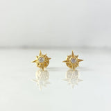 Topos Estrella Cardinal 0.85gr / 8mm / Circón Blanco Oro Amarillo 18K