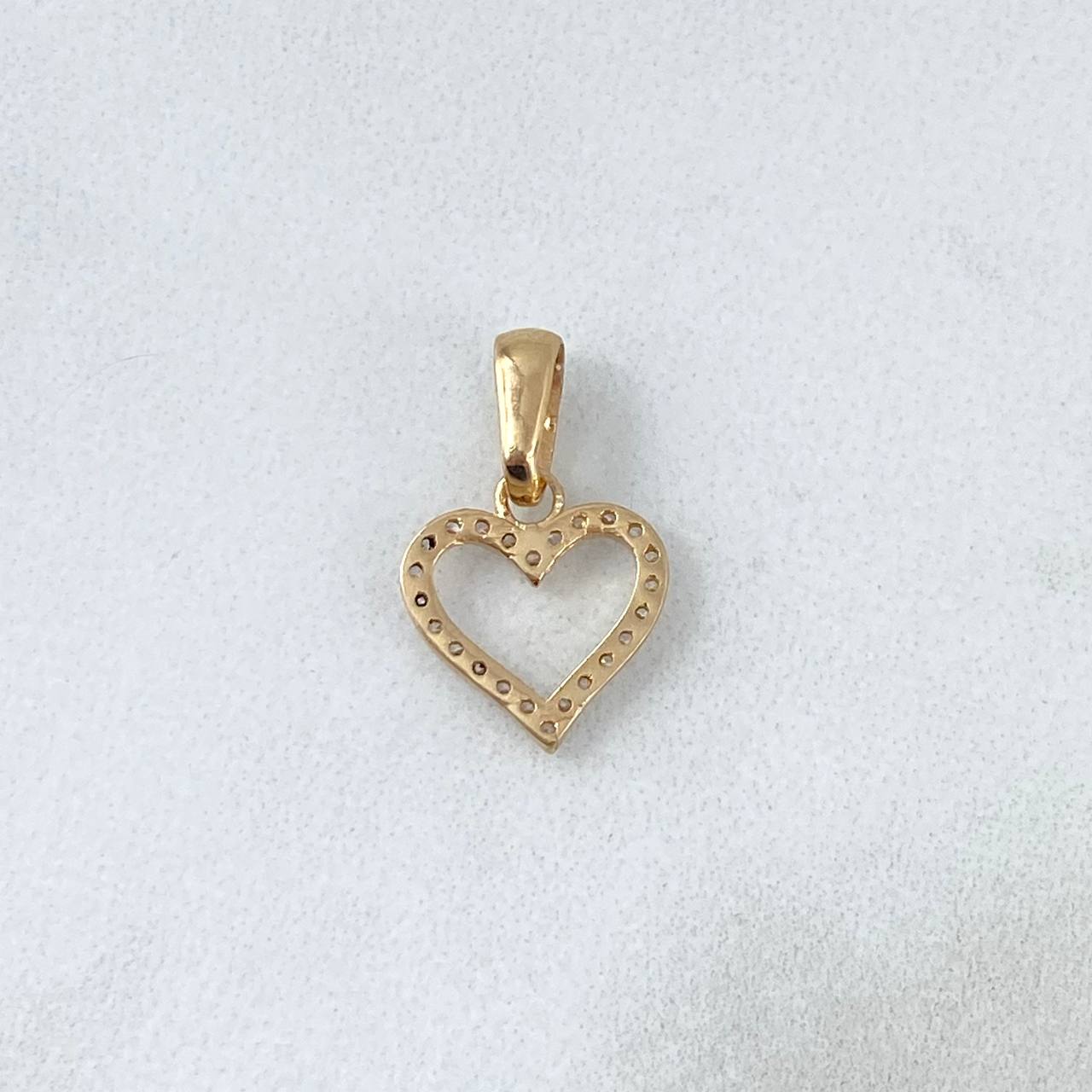 Dije Corazon Silueta 0.75gr / 1.6cm / Circones Blancos Oro Amarillo *