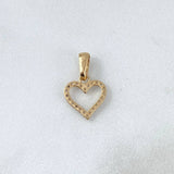 Dije Corazon Silueta 0.75gr / 1.6cm / Circones Blancos Oro Amarillo *