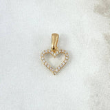 Dije Corazon Silueta 0.75gr / 1.6cm / Circones Blancos Oro Amarillo *
