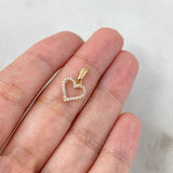 Dije Corazon Silueta 0.75gr / 1.6cm / Circones Blancos Oro Amarillo *