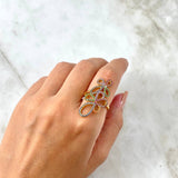 Anillo Flores 4.95gr / T6 3/4 Oro Amarillo Circones Colores*