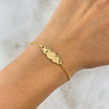 Pulso Bebé Aro Seguido Placa Nube Pie Bordeada 1.25 g / 14.5 - 13 cm / 2.3 mm Oro Amarillo 18K