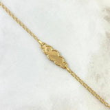 Pulso Bebé Aro Seguido Placa Nube Pie Bordeada 1.25 g / 14.5 - 13 cm / 2.3 mm Oro Amarillo 18K