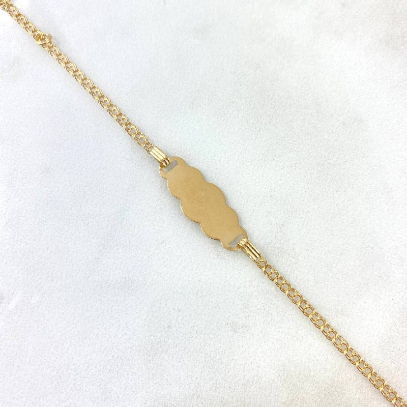 Pulso Aro Seguido  1.3gr / 13.5cm-12cm / Placa Nube Plana Oro Amarillo 18K