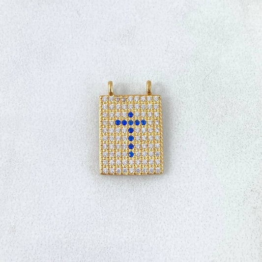 Herraje Escapulario Cruz 2.3gr / 1.7cm Circones Azules Blancos Oro Amarillo