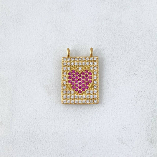 Herraje Escapulario Corazon 2gr / 1.7cm Circones Fuscias Blancos Oro Amarillo