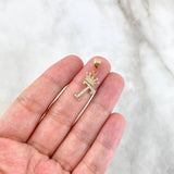 Dije Letra T Corona 1.3gr / 2.5cm / Circones Blancos Oro Amarillo