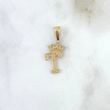 Dije Letra T Corona 1.3gr / 2.5cm / Circones Blancos Oro Amarillo