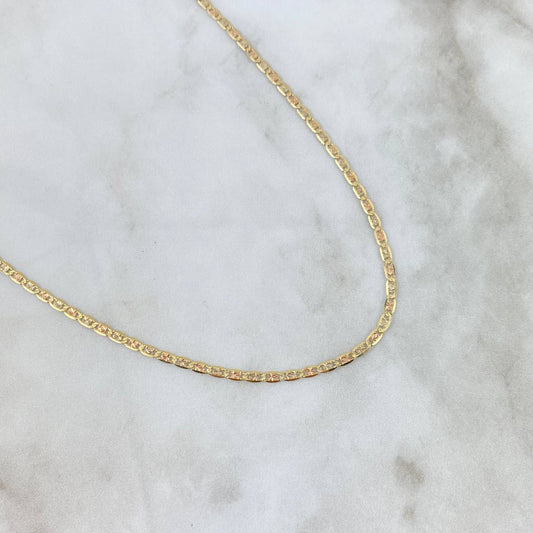 Cadena Plana Diamantada 7.35gr / 60cm / 2.8mm Tres Oros +3 18K