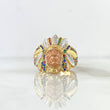 Anillo Indio 8.9gr / T10 3/4 / Circones Multicolores Oro Amarillo ©