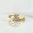 Anillo Solitario Correa Doble Cruzada 2.85gr / T7 1/4 / Circones Blancos Oro Amarillo ©