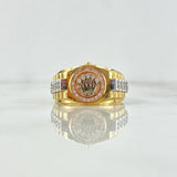 Anillo Correa Corona 8.65gr / T11 1/4 / Circones Blancos Tres Oros ©