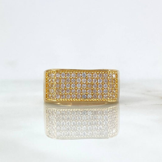 Anillo Rectangular 6.3gr / T9 1/4 / Circones Blancos Oro Amarillo ©