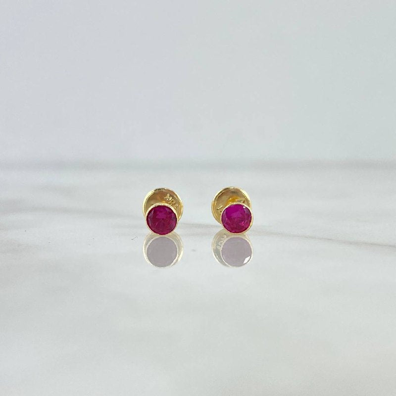 Topos Bisel 0.55gr / 4mm Circon Fucsia Oro Amarillo (Joya) *