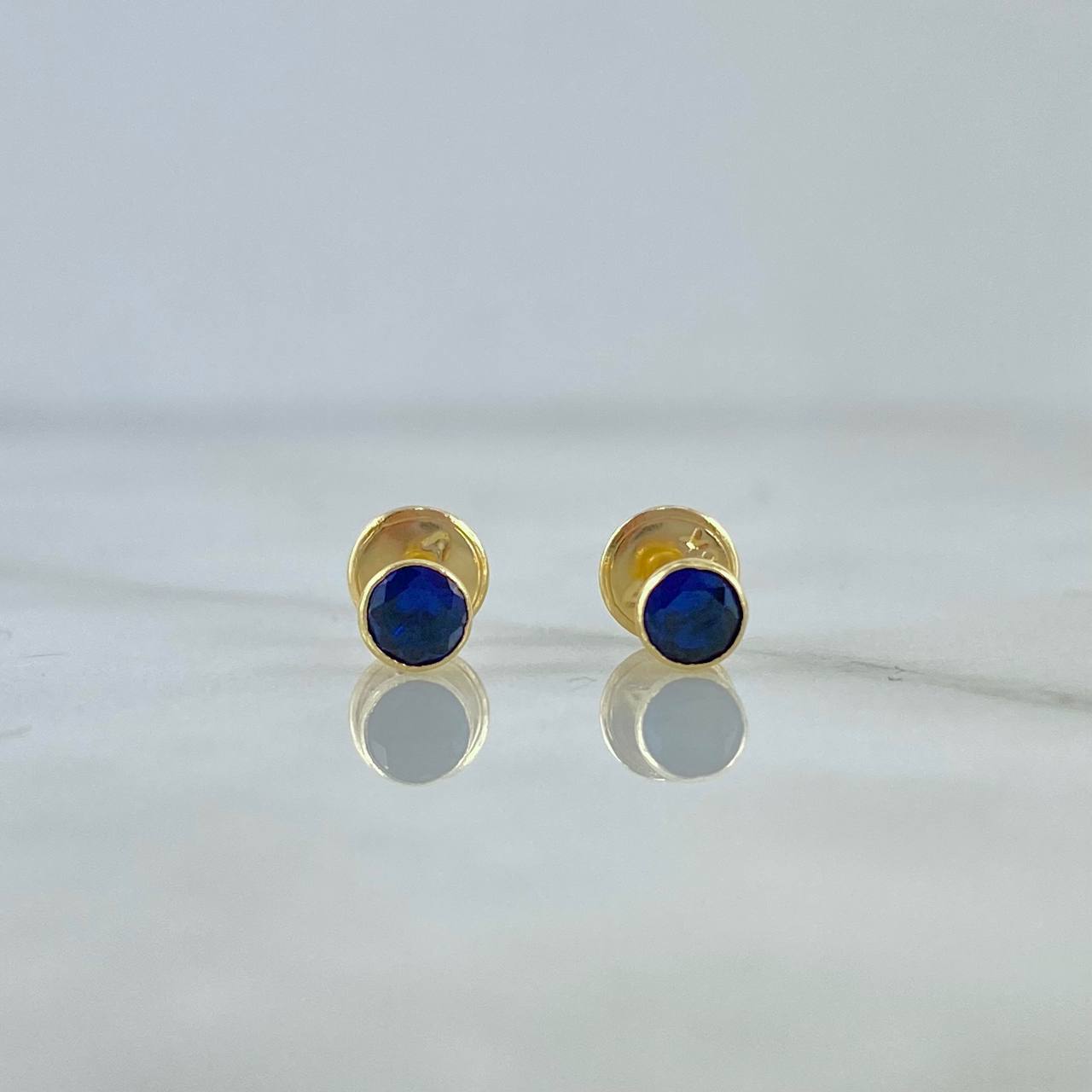 Topos Bisel 0.5gr / 4mm Circon Azul Rey Oro Amarillo (Joya) *