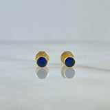 Topos Bisel 0.5gr / 4mm Circon Azul Rey Oro Amarillo (Joya) *