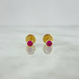 Topos Bisel 0.55gr / Circon Fuscia Oro Amarillo 18K &