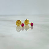Topos Bisel 0.55gr / Circon Fuscia Oro Amarillo 18K &