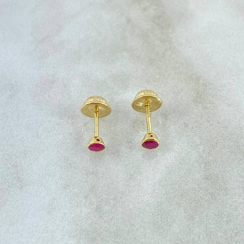 Topos Bisel 0.55gr / Circon Fuscia Oro Amarillo 18K &
