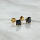 Topos Carret 1.2gr / 6mm Circon Negro Oro Amarillo (Joya) ©