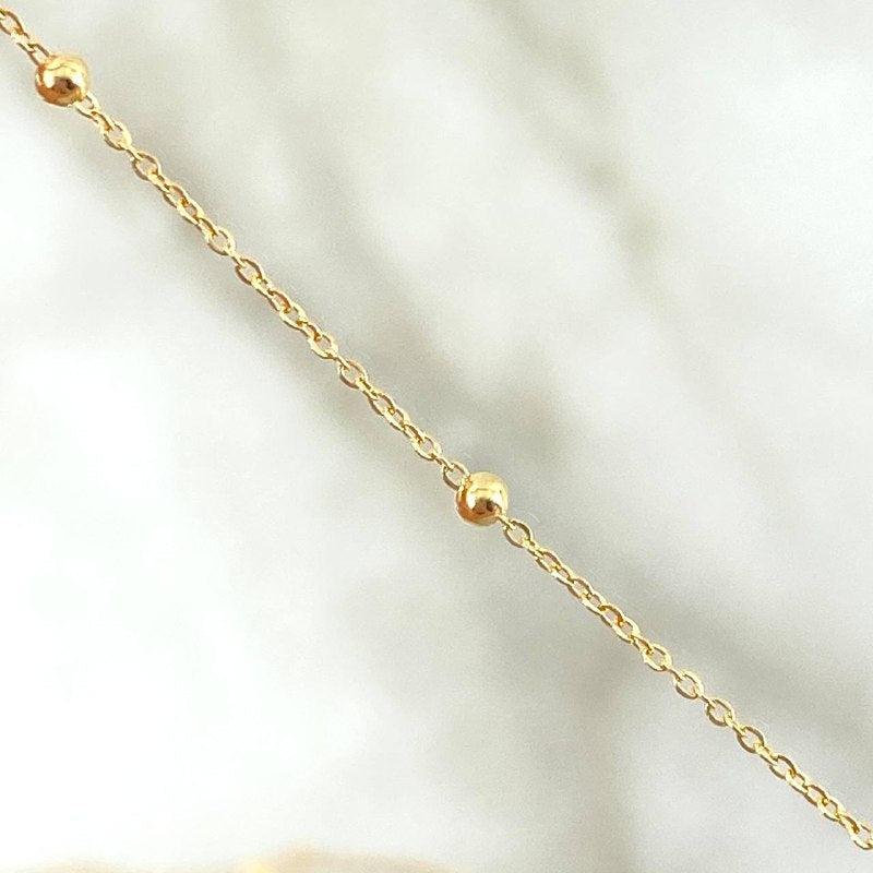 Cadena Aro Seguido Especial 1.3gr / 50cm / 2mm Bolas Lisas Oro Amarillo +3 *
