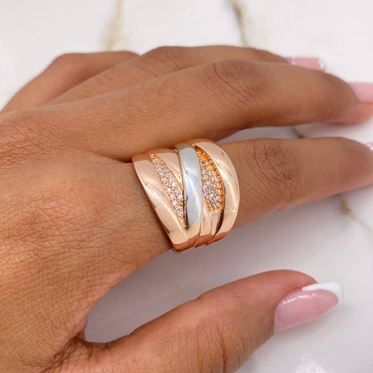 Anillo Alianza 7.9gr / T8 / Circones Blancos Dos Oros Blanco Rosa &