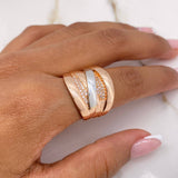 Anillo Alianza 7.9gr / T8 / Circones Blancos Dos Oros Blanco Rosa &