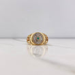 Anillo Cinturon Ovalado 9.8gr / T10 1/2 / Cruces Circones Verde Blancos Tres Oros &