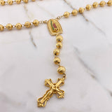 Rosario Virgen De Guadalupe 39.45gr / 65cm / 5mm-6mm Circones Verdes Blancos Fucsias Oro Amarillo $