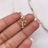 Dije Letra F 0.45gr / 1.5cm / Texturizado Oro Amarillo &