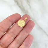 Dije San Benito 0.75gr / 1.8cm / Cargador Bordeado Oro Amarillo 18K *