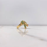 Anillo Rana 6.8gr / T7 1/2 / Circones Verdes Fucsias Oro Amarillo $