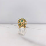 Anillo Rana 6.8gr / T7 1/2 / Circones Verdes Fucsias Oro Amarillo $