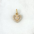 Dije Doble Corazon 0.9gr / 1.8cm / Circones Blancos Oro Amarillo